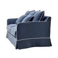 Slip Cover Only - Noosa Hamptons 2 Seat Sofa Bed Navy W/White Piping