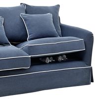 Slip Cover Only - Noosa Hamptons 2 Seat Sofa Bed Navy W/White Piping