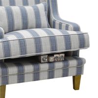 Bondi Hamptons Armchair Blue Sky Stripe W/Blue Piping