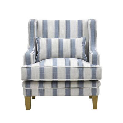Bondi Hamptons Armchair Blue Sky Stripe W/Blue Piping
