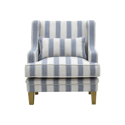 Bondi Hamptons Armchair Blue Sky Stripe W/Blue Piping