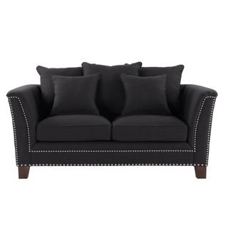 Manhattan 2 Seat Sofa W/ Studs Charcoal Linen Blend