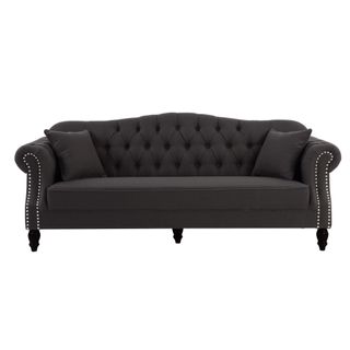 Vaucluse Buttoned 3 Seat Sofa Charcoal