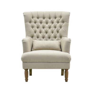 Bayside Hamptons Buttoned Armchair Natural Linen Blend