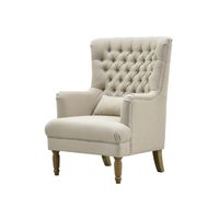 Bayside Hamptons Buttoned Armchair Natural Linen Blend