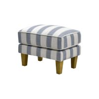 Bondi Hamptons Ottoman Blue Sky Stripe W/Blue Piping