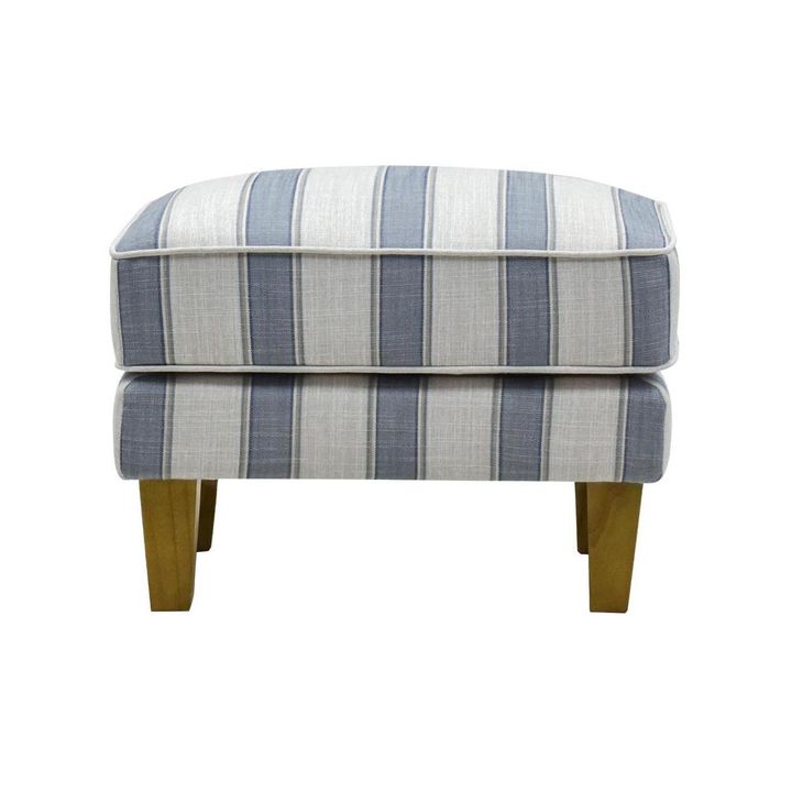 Bondi Hamptons Ottoman Blue Sky Stripe W/Blue Piping