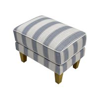 Bondi Hamptons Ottoman Blue Sky Stripe W/Blue Piping