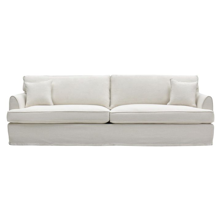 Slip Cover Only - Byron 4 Seat Hamptons Sofa Ivory Linen Blend