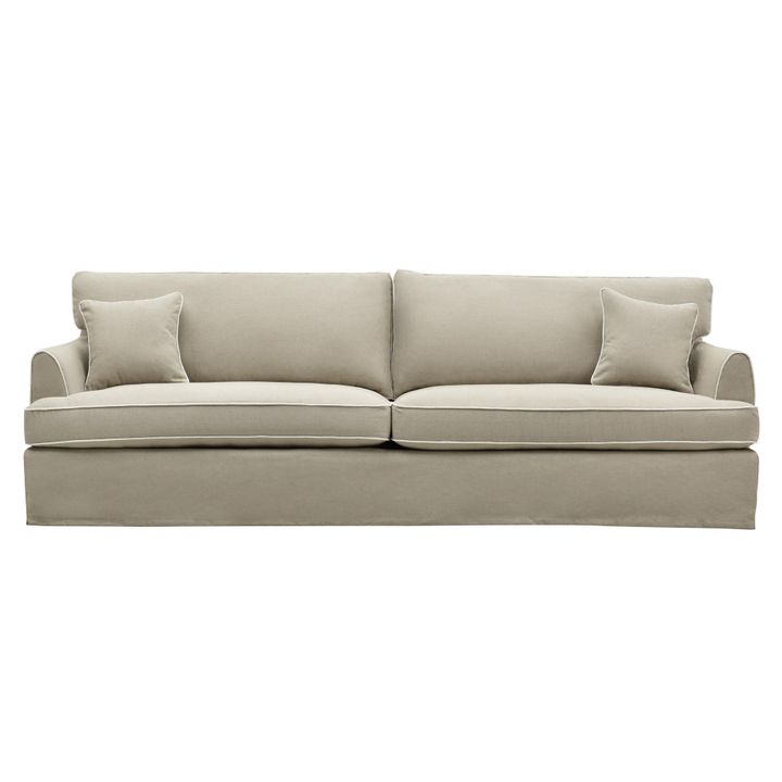 Slip Cover Only - Byron Hamptons 4 Seat Sofa Natural W/White Piping