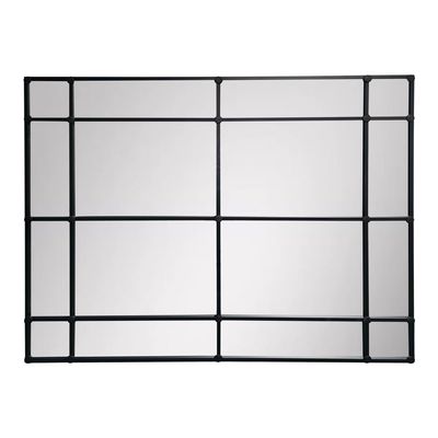 Crawford Rectangular 16 Pane Mirror Iron Frame Black 200cm x 160cm