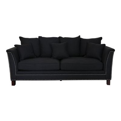 Manhattan 3 Seat Sofa Charcoal W/Silver Studs