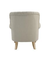 Maurice Natural Linen Blend Buttoned Armchair W/ Studs Oak Legs