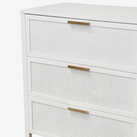 Santorini Hamptons 6 Drawer Timber/Rattan Dresser 140cm White