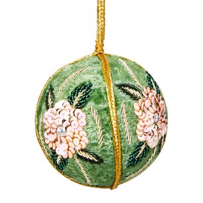 Velvet Flower Bauble Green