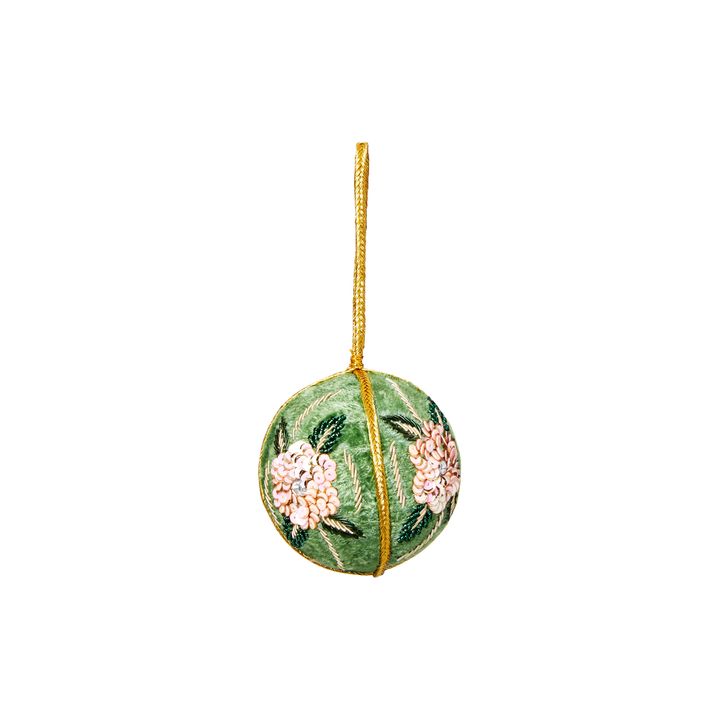 Velvet Flower Bauble Green