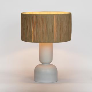 Hammered Brass Jar Table Lamp with Wooden Base