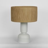 Clem Lamp Small White with Raffia shade