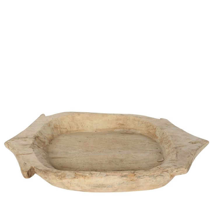 Deep Chapati Wooden Plate With Handles Natural