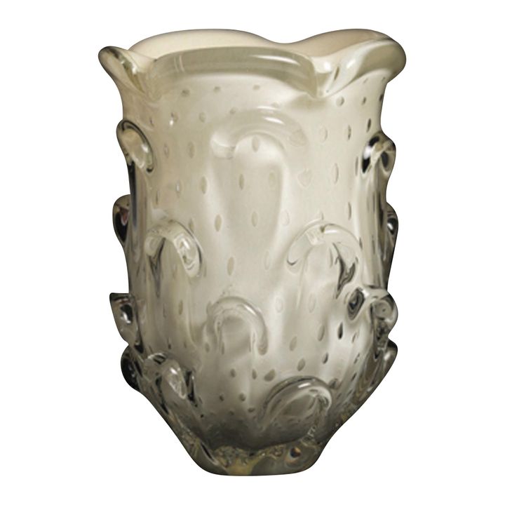Petal Art Glass Vase Short Silk Cream