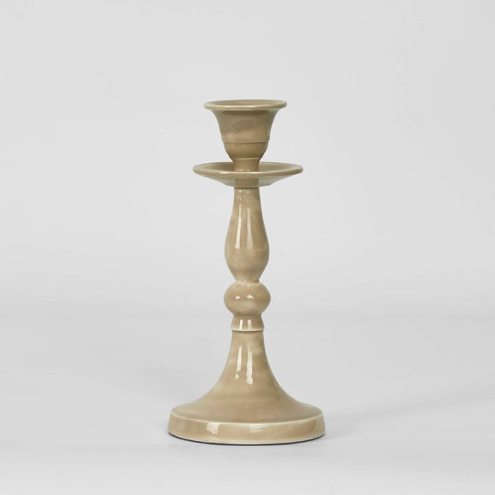 Simou Enamel Candle Stand Taupe