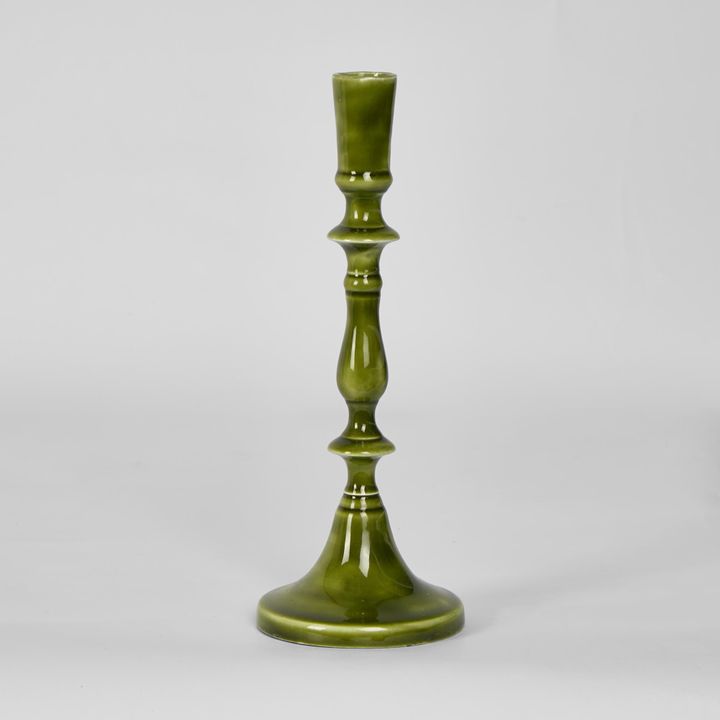 Saxsa Enamel Candle Stand Green