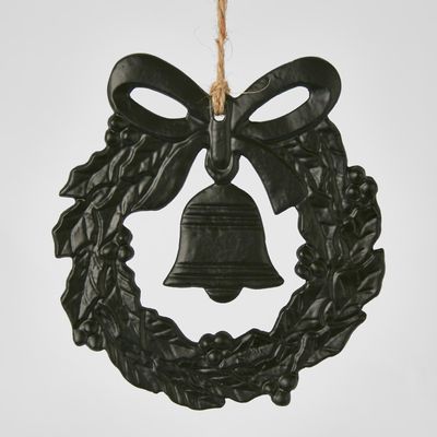 Mini Bell Wreath Ornament Black LGE