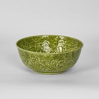 Enamel Bowl Embossed Green