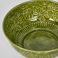 Enamel Bowl Embossed Green