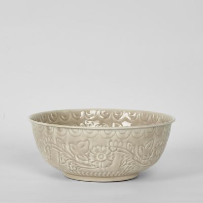 Enamel Bowl Embossed Taupe