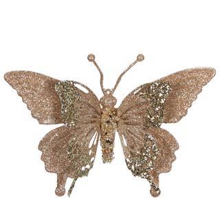 Sheena Glitter Clip on Butterfly Champagne