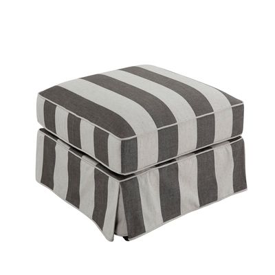 Slip Cover Only - Noosa Hamptons Ottoman Grey/Cream Stripe