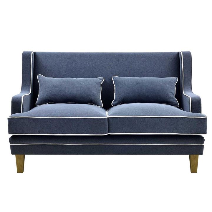 Bondi 2.5 Seat Sofa Navy with White Piping