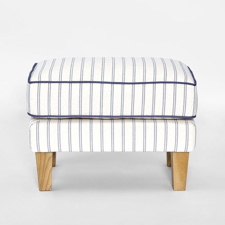 Bondi Hamptons Ottoman Blue/White Pin Stripe*