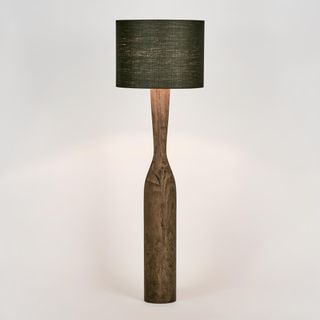 Callum Timber Floor Lamp Base With Black Shade