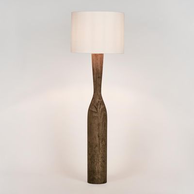 Callum Timber Floor Lamp Base With White Shade