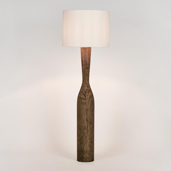 Callum Timber Floor Lamp Base With White Shade