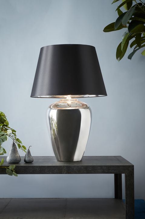 XXXL Taper Lamp Shade (24x16x16 H) - Black/Silver - Fabric/Foil Lamp Shade for Manhattan Large