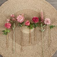 Dried Look Dahlia Stem Small 43cm Pink