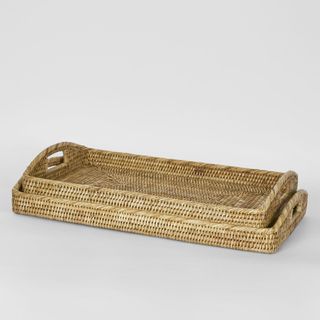 Paume Rattan Rectangle Tray Set 2 Natural