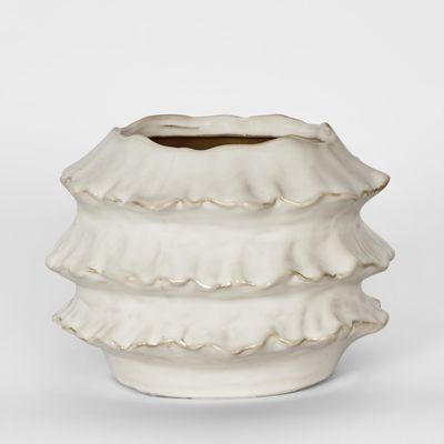 Frilly Planter White Large