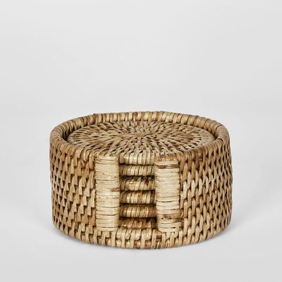 Paume Rattan Round Coaster Set 6 Natural