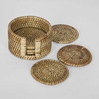 Paume Rattan Round Coaster Set 6 Natural