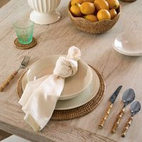 Paume Rattan Round Placemat  Natural