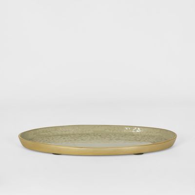 Elsa Oval Plate Beige Gloss