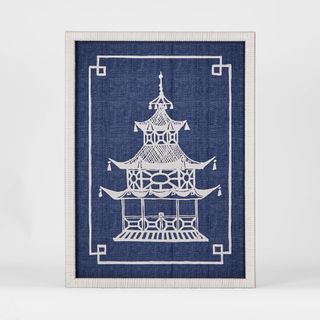 Pagoda Blue and White Wall Art B