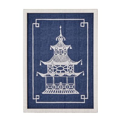 Pagoda Blue and White Wall Art B