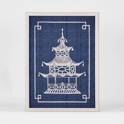 Pagoda Blue and White Wall Art B