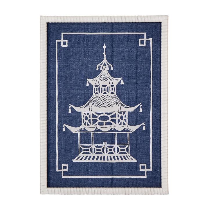 Pagoda Blue and White Wall Art B