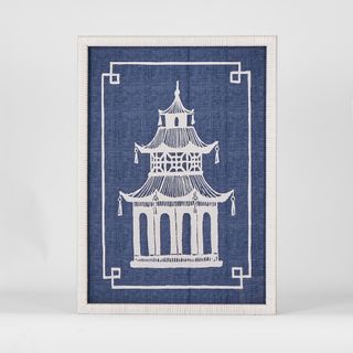 Pagoda Blue and White Wall Art A